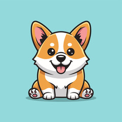 Adorable Corgi Cartoon Character with a Cheerful Expression.