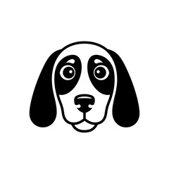 Cartoon Dog Head with Black and White Markings.