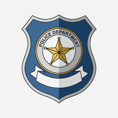 Detailed Police Department Badge Illustration with Gold Star and Banner.