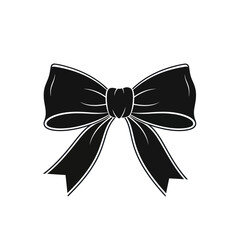 Elegant Black Bow Tie Illustration with White Outline.