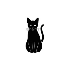 Elegant Black Cat Silhouette with Intense Gaze.