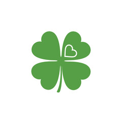 Four-leaf clover with a heart shape, symbolizing luck and love.