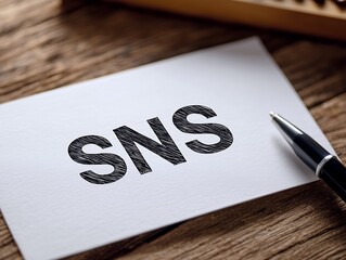 SNSと書かれたカードとペンが情報発信やコミュニケーションの重要性を示すコンセプトイメージ