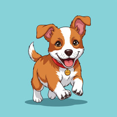 Joyful Jack Russell Terrier Puppy Running with Enthusiasm.