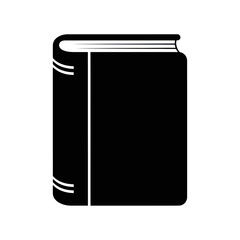 Simple Black and White Illustration of a Closed Book with Spine Details.
