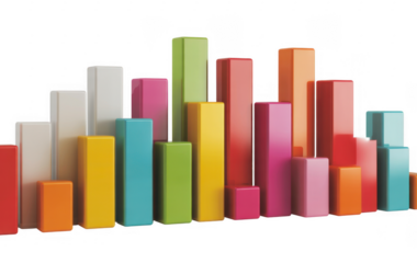 Colorful 3D bar chart 3D bar chart isolated on a transparent background