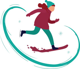 Fototapeta premium Woman Ice Skating Illustration
