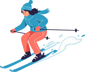 Woman Skiing Downhill Vector