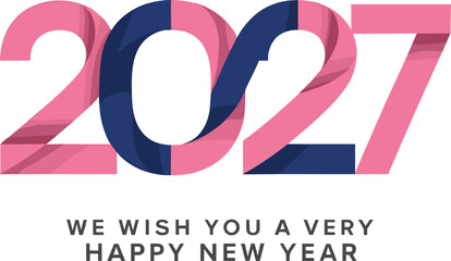 Happy New Year 2027 modern typography illustration with colorful layered numbers and festive greeting design for celebration projects © EdGe Creative