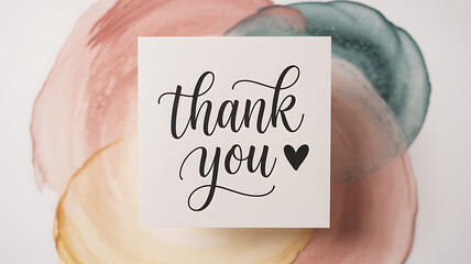 Watercolor brushstrokes with a thank you card perfect for designs on transparent background