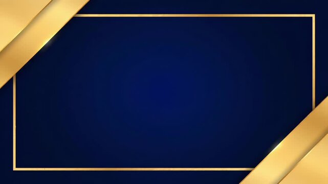 Dark blue background with gold border and diagonal strips in the corners for a luxurious and elegant design template