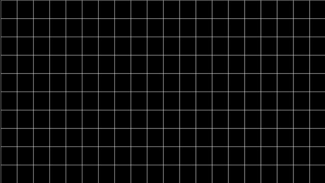 Black background with a white grid pattern of evenly spaced horizontal and vertical lines image photo