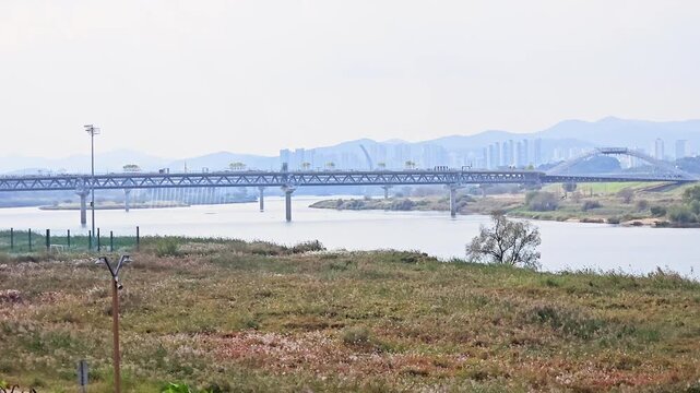 Sejong, South Korea - 1 Oct, 2024 : Sejong Ieung Bridge riverside daytime