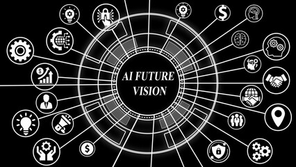 Fototapeta premium Centralized Digital Network Hub with Text 