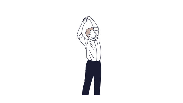 Pageboy Stretching Arms Above Head Illustration.