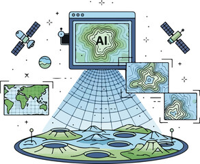 AI Mapping Planetary Surfaces for Space Exploration and Science Illustration