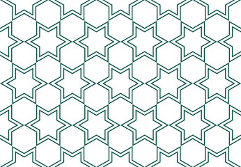 Seamless islamic pattern. Geometric outline texture on white background. Beautiful arabic element design.  