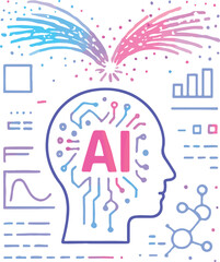 AI Visualizing Particle Physics Data and Collision Simulations Illustration