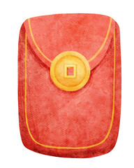 Watercolor Illustration of Chinese Red Envelope