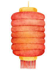 Watercolor Illustration of a Red Chinese Lantern