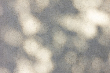 Background with blurred shadows of branches on a white background. Light spots from sunlight.