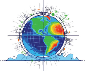Artificial Intelligence Modeling Climate Change Scenarios Illustration