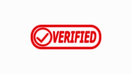 Red Verified Stamp with Check Mark on White Background tick