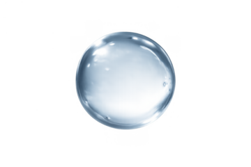 Water drop or soap bubble sphere showing purity, freshness, and cleanliness on a transparent background