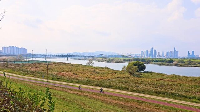 Sejong, South Korea - 1 Oct, 2024 : Sejong Ieung Bridge riverside daytime