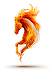 Mystical Red Fire Horse Galloping Through Night Sky with Intense Glowing Flames and Detailed Silhouette