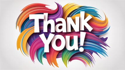 Vibrant thank you message with colorful swirling brush strokes