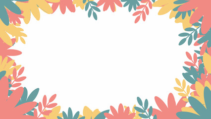 Colorful Leaf Frame with Blank White Space for Text.