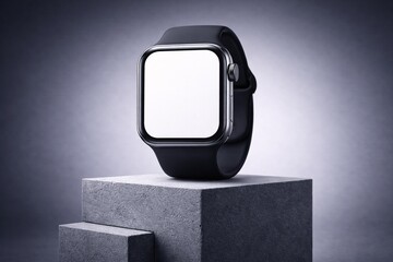 Modern Smartwatch Screen Mockup on Minimalistic Platform for Creative Design Projects