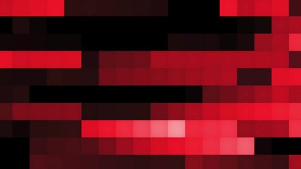 Large horizontal blocks of dark and bright red pixels shift and flicker across a black screen creating a digital glitch effect or stylized data corruption visualization. - Powered by Adobe