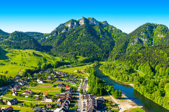 Summer view of the Three Crowns in the Pieniny National Park at the foot of the Tatra Mountains. Poland