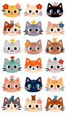 Obraz premium Adorable Cartoon Puppy and Kitten Sticker Collection