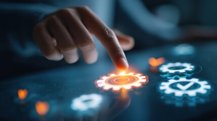 Touching digital gears on a transparent background