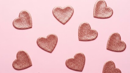  page decoration with rose gold page hearts on page pink background