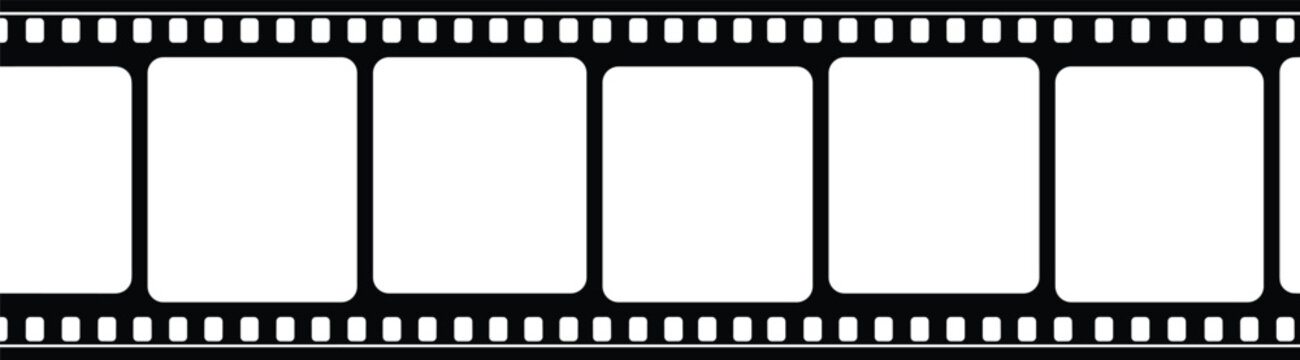 Blank film strip frame illustration featuring empty cinema reel border for movie photography video editing and creative media design