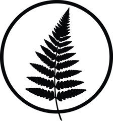 Silhouette elegant fern leaf within a minimalist circle design Vector Illustration © AbuSadat