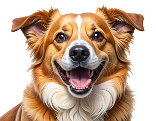 Smiling dog isolated on white background