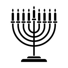 Hanukkah Menorah Silhouette Illustration &ndash; Jewish Holiday Symbol