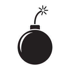 Minimal Black Bomb Silhouette with Lit Fuse