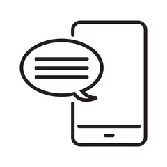 Mobile Chat Line Icon &ndash; Smartphone Message Bubble Outline
