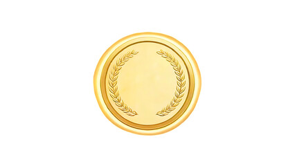 Gold medal with laurel wreath isolated on a transparent background trophy shiny