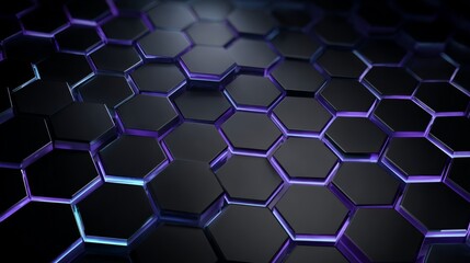 A black and purple hexagonal pattern with a blue glow. The pattern is made up of small squares that are all connected to each other. Scene is one of mystery and intrigue