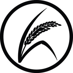 Silhouette of rice stalk within a circle Vector Illustration