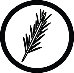 Silhouette Rosemary Sprig Herb Botanical Plant Element Cooking Seasoning Ingredient Outline Icon Vector Illustration