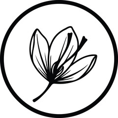 Silhouette Saffron Flower Blossom Line Art Graphic Design Logo Vector Illustration