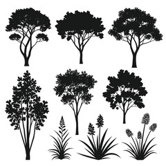 Silhouettes of Trees and Plants Collection.
